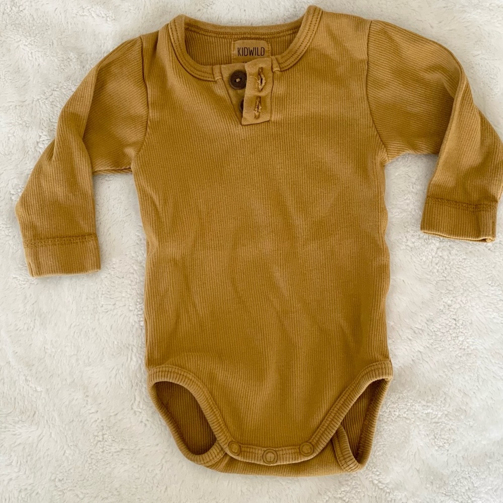 Kidwild Organics Long-Sleeve Ribbed Bodysuit, Size 0-3M